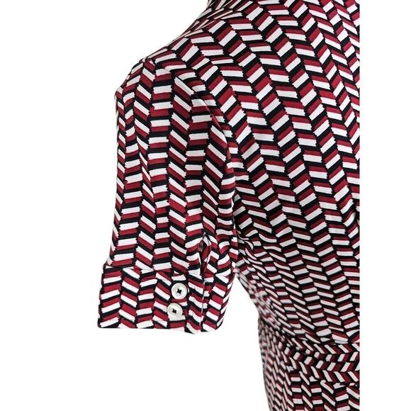 Ann Taylor LOFT ~Woman Size 6Petite~ Red/White Short Sleeve V-Neck Wrap Dress. - Picture 7 of 13